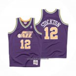 Camiseta Utah Jazz John Stockton #12 Mitchell & Ness 1991-92 Violeta